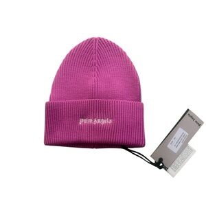 Palm Angels Kids Magenta Ribbed Cuffed Beanie